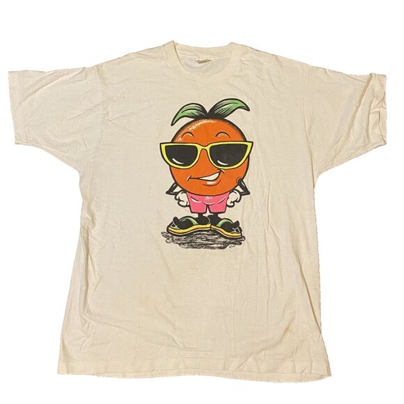 Vintage Fruit of the Loom Single Stitch Sunny Florida Orange Large White T-Shirt - Picture 3 of 16